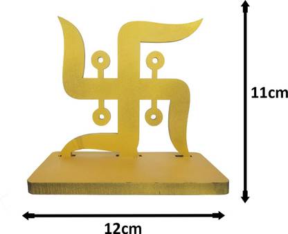 Utkarsh (Size:12cmx11cm) Golden Lord Satya Sign Car Dashboard Idol Statue Lord Ganesha Satya Symbol Spritual Puja Vastu Figurine Religious Pooja Gift Item for Mandir/temple/home Decor/office Decorative Showpiece Decorative Showpiece  -  11 cm