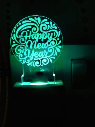 NOGAIYA 3D Illusion LED Light Night Lights for 7 Colors Led Changing Lighting Bedroom Decoration Light HAPPY NEW YEAR NIGHT LAMP( 11 cm, Multicolor ) Night Lamp 6 cm, Multicolor) Night Lamp (7 cm, Multicolor) Night Lamp