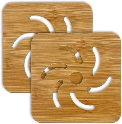 Bold and Wide Square Reversible Wood Coaster Set
