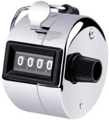 QBIC 4 Digits Portable Manual Handheld Tally Counter / Number Clicker (silver) / Prayer Counter Analog Tally Counter