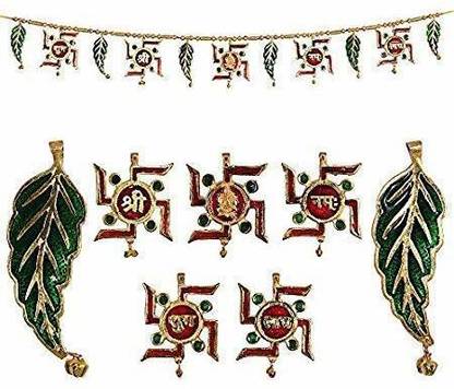 ROYAL HANDICRAFTS Toran Door Decoration Items Metal Wall Art Shubh Labh Hanging Thoranam Pooja Room Home Decor Diwali Puja Mandir Temple Decorative Ganesh Hangings Toran Toran
