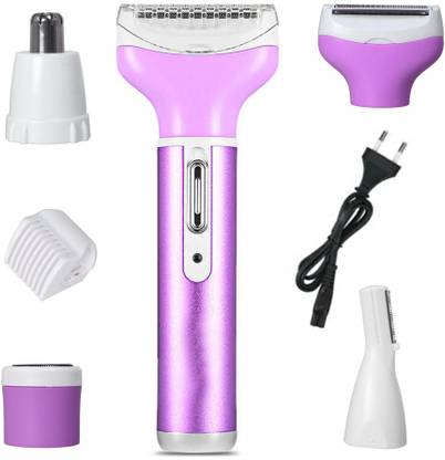 JIKHJMH BEST 4 in 1 Electric Rechargeable ady shaver nose trimmer eyebrow trimmer bikini shaver body shaver pink color for women Runtime: 60 Grooming Kit for Women (Multicolor) Trimmer 60 min  Runtime 4 Length Settings
