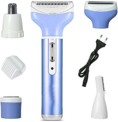 KM Multifunctional 4 in 1 Rechargeable Women Body Shaver Beard Eyebrow Nose Trimmer Set Female Electric Shaver Cordless Epilator