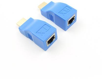Nsinc High Speed 2 Port USB 2.0 Switch Box/Hub for Printer Scanner Keyboard and USB Supported Devices 2Pcs 1080P Hdmi Extender to Rj45 Over Cat 5E/6 Network LAN Ethernet Adapter Blue, Approx 30M Transmission Distance, Tx Adapter+Rx Adapter HDMI Connector