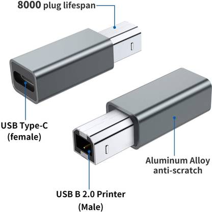 99Gems USB C Female to Printer Male Adapter USB Type C to USB B Convert Connector Support Data Sync Compatible with Brother HP Canon Lexmark Epson Dell Xerox Samsung etc and Piano DAC Laptop Accessory