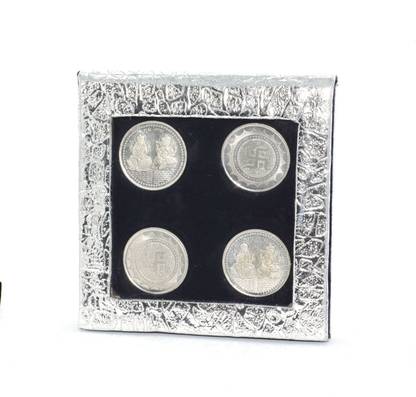 RELBEES German silver coin pack of 4(10 grams each) with velvet box Silver Plated Yantra