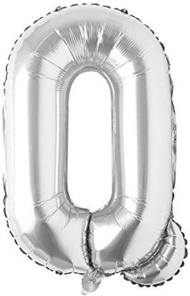Trade Globe Solid 16" Inch Alphabet Letter Shape foil Balloon for Kids Birthday Party Decorations ( Silver- Alphabet Q ) Letter Balloon