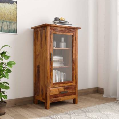 Modway Book Shelves for Book Storage Unit Display Cabinet for Home & Office (3 Shelf_1 Drawer_Honey Finish) Solid Wood Close Book Shelf