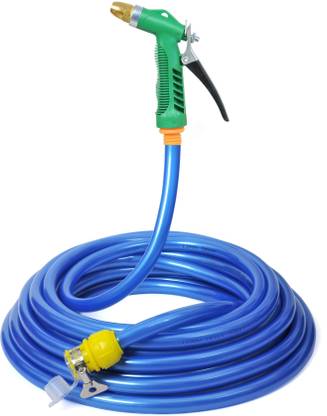 purvish 10 METER SHINE BLUE FLEXIBLE HOSE PIPE (SIZE 0.5 INCH, 12 mm) WITH ACCESSORIES GARDENING , HOUSE CLEANING AND CAR WASHING Spray Gun