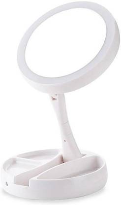 Pegrim Double-sided LED 10X Magnifying Makeup Mirror Large Lighted II Luminated Foldable Vanity Mirror Travel Desktop Light