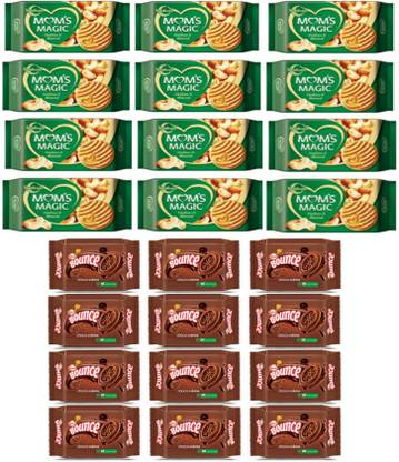 Sunfeast Moms magic cashew cookies 12 and bounce chocolate 12 pc combo pack Plain Biscuit