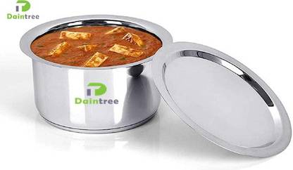 Daintree Stainless Steel 1100 ml induction bottom Patila/Bhagona/Pateli/Tope with lid 19 cm diameter (Stainless Steel, Induction Bottom) Tope with Lid 1.1 L capacity 19 cm diameter