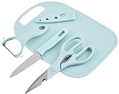 AlexVyan 4 Pcs Fruit Knife Sets Paring Knives Chopping Boards Fruits Peeler Suits Kitchen Cooking Vegetable Ceramic Knife Tools Plastic, Stainless Steel Cutting Board