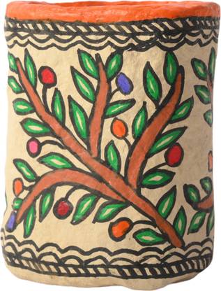 UMSAS 1 Compartments Paper Mache Pen Holder (Multicolor)