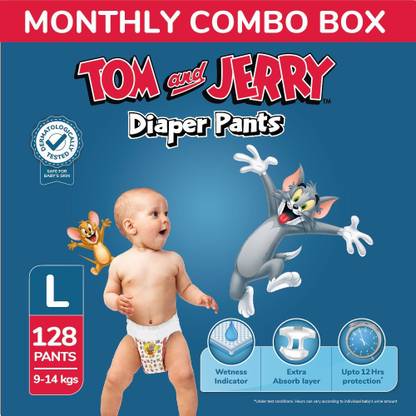 TOM & JERRY Diaper Pants with Wetness Indicator - Monthly Pack - L