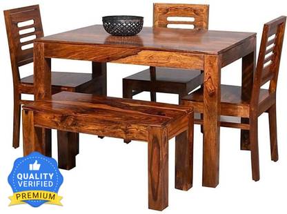 True Furniture Sheesham Wood 4 Seater Dining Table Set With Chairs For Home Honey Teak Brown Solid In India True Furniture Sheesham Wood 4 Seater, Solid Oak Dining Table With Leaf