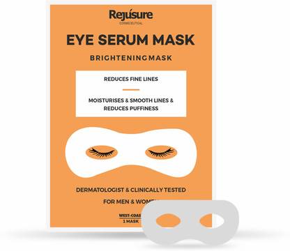 Rejusure Eye Brightening Serum Mask Reduces Fine Lines, Maintains Elasticity & Nourish Your Skin |Dermatologist & Clinically Tested |For Men & Women – 1 Mask (Pack of 2)