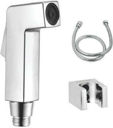 KYOTO Brass Health Faucet Finish Chrome with Hook,Steel 1.5 Meter Tube for Bathroom Faucet Set