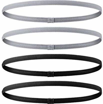 Seeotwo 4 Pieces Thin Non-Slip Elastic Sports Headbands with Silicone Grip Fitness Band