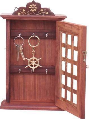 ANB Enterprises Wooden Wall key stand Almirah Shaped Key Holder for Wall Decor Antique key stand Wood Key Holder