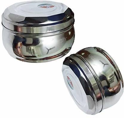 starLinks Stainless Steel School Tiffin Box Lunch Box Size 3,4 Set (3-Dia:11.5cm 4.5"), (4-Dia:12.5cm 5.0") /TB3,4 2 Containers Lunch Box