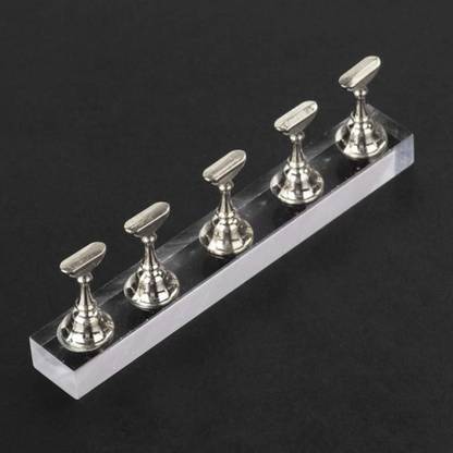THR3E STROKES Acrylic Fingernail DIY Nail Art Display Stand Training Finger Practice Display Stand (MIGHTY SILVER)