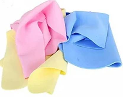RUCHI WORLD Multiuse Magic Towel made from Chamois leather and is very soft, fine and smooth in touch. Strong tenacity & Super water absorbenct. Stretch and tear resistant. It become hard when it dry for long time and also[ 39 X 29 cm] Scrub Pad
