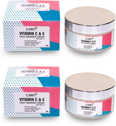Caret Organic Vitamin C & E Daily Radiance Cream With Spf 15 For Dark Spots & Anti- Wrinkle Light Mosturizer- No Mineral Oil - No Alcohol - Paraben Free
