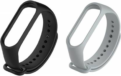 AUDICE Combo pack of 2 Silicone Straps for models Xiaomi Mi Band 4 and Mi Band 3, ( Black + Grey colors )(Device not included) Smart Band Strap