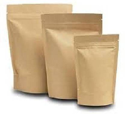 PacKreate Kraft Paper Stand Up Pouch ||Brown Kraft Paper Food Graded Stand Up Pouches with Zipper and Inner Foil Lined ( 150 MM x 240 MM ) Paper Storage Pouch
