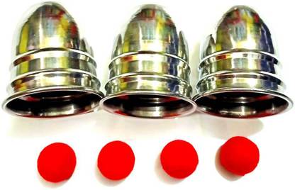 A SARKAR MAGIC SHOP 3 CUPS & BALLS MAGIC TRICK (METAL) / CLASSIC CUPS & BALLS MAGIC (SILVER) 1 Magic Tricks