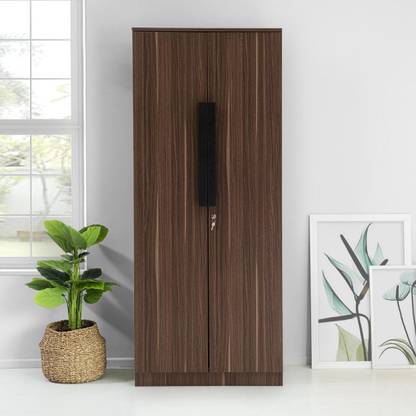furbicle Sable Engineered Wood 2 Door Wardrobe without Mirror in Walnut Finish Engineered Wood 2 Door Wardrobe