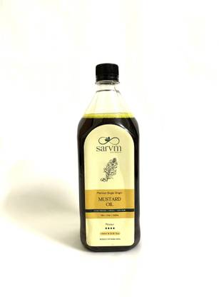 Sarvm Naturals Premium Single Origin Mustard Oil 1000 ml Cold Pressed Mustard Oil PET Bottle