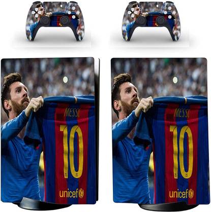 Skinny PS5 Skin Messi 10 for PlayStation 5 Disc Edition 1x Console Skin, 2x Dualsense Controller Skin Gaming Accessory Kit