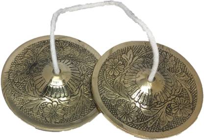 UAPAN Brass Designer Manjira Manjeera Big Size for Handmade Percussion Instrument, Hand Cymbals - Indian Musical Instrument,Kartal Instrument- 420 GM Kartal Instrument