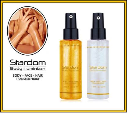 YAWI Highlighter Smooth Shimmer Glow Body Bronzer Smoky Spray Combo of 2 Highlighter