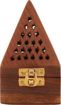 Vigeeyan Wooden Handmade Incense Sticks Holder Wooden Pyramid Incense Box Fragrance Stand Holder Agarbati Dhoop Loban Dani Wooden Incense Holder Wooden Incense Holder
