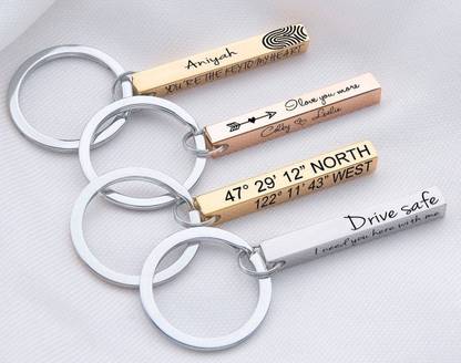 Luxury Brings Personalized Bar Keychain,Engraved Key Chain,Custom Keychain,Drive Safe Mens Monogram Keychain,Gift for Dad,Fathers Day Gift,Boyfriend Gift Key Chain
