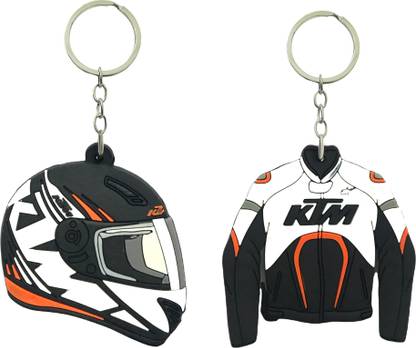 SCORIA Combo KTTM Double Sided Jacket And Helmet Shape Hard Rubber Keychain Pack OF 2 Key Chain
