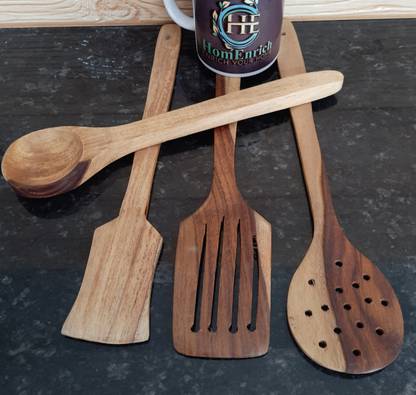 HomEnrich Cooking Spoons | Baking Spoons | Ladle | Spatula | Wood Ladle | Wood Spatula | Wood Spoons | Wooden Spatula | Wooden Ladle Kitchen Tool Set