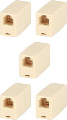 Fedus Pack of 5 RJ11 Coupler, Telephone Phone Line Connector Coupler RFAdapter RJ11 6P4C Inline Coupler Keystone Jack Female to Female Straight Telephone Cable Cord Extension Adapter White Wired Ethernet Lan Adapter compatible with Windows