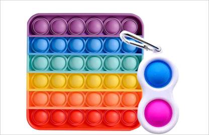 HIM TAX Mini Pop Push It Fidget Toy,Simple Mini Push Pop Bubble Fidget Toy Keychains, Silicone Squeeze Sensory Tools to Relieve Emotional Stress for Autism Kids (squarer+kitchan pop it)
