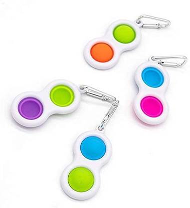 Hasper Tex Simple Dimple Fidget Toy Mini Keychain - Popping Fidget Toys Stress Relief Hand Toys for Kids Adults,Pop It Fidget Toys,Push Pop Bubble Fidget Sensory Toy(2 Bubble Pop Multicolor Keychain) (Multicolor)