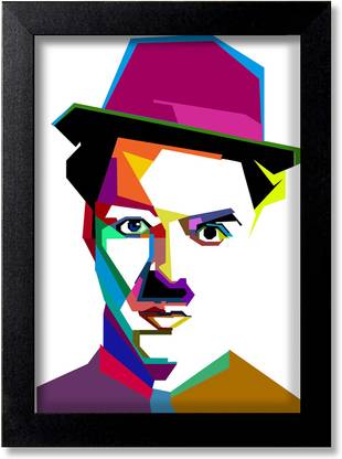 Blue Nexus Charlie Chaplin Vector Colorful Poster Wall Poster with Wall Frame Wall Stickers Room Art Poster_FBNWPL4 Digital Reprint 12 inch x 9 inch Painting