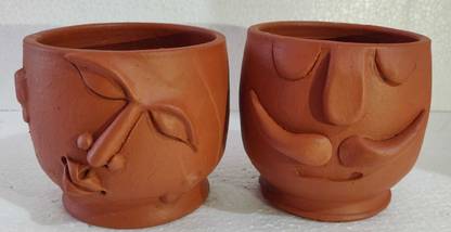 SAVE EARTH EXPORTS succulent pots terracotta clay pots pack of 2 Plant Container Set