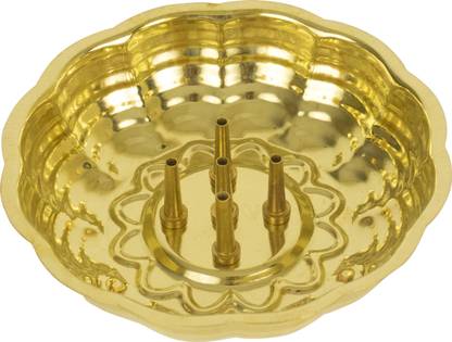 Spillbox Incense Stick Holder Pure Brass Dhoop Agarbatti Stand/Holder with Ash Catcher Best for Your Mandir Home & Office Decoration - Zigzag-Agarbatti-Bowl Brass