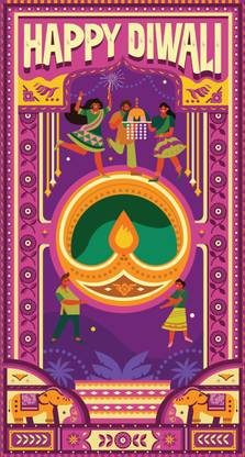 HAPPY DIWALI BEAUTIFUL POSTER - WITH TAPING STRIPE Paper Print