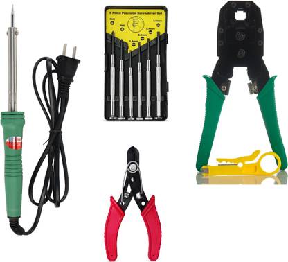 GSK Cut Network Tool Kit Electronics Repair Tool Kit 4 in 1 Repair Tools, Soldering Gun, Precision Screwdriver, Crimp Plier, Wire Stripper Precision Screwdriver Set