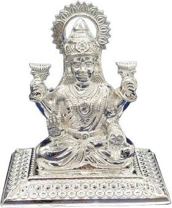 SKANDA EXPORTS 92.50 Sterling Silver Laxmi Idol with Rhodium Polish Decorative Showpiece  -  7.6 cm