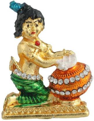 GCT Bal Gopal Idol | Krishna Idol Makhan (B-98) Color Metal Statue Decorative Showpiece  -  4.8 cm